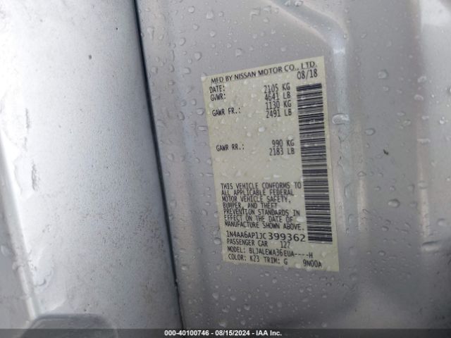 1N4AA6AP1JC399362 Nissan Maxima 3.5 Sl