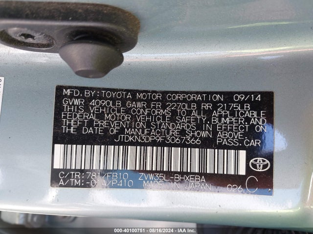 JTDKN3DP9F3067366 Toyota PRIUS PLUG-IN