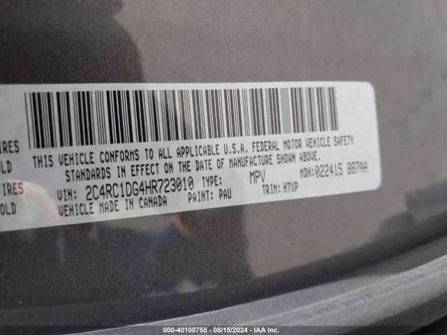 2C4RC1DG4HR723010 Chrysler Pacifica Touring