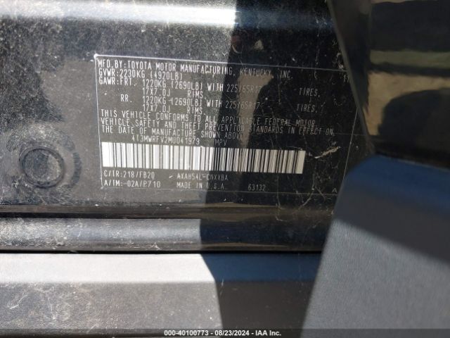4T3MWRFV2MU041979 Toyota Rav4 Hybrid Le