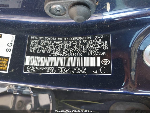 Toyota COROLLA LE 2021 JTDEPMAE2MJ189110 Image 9