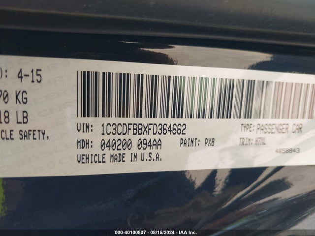 Dodge DART SXT 2015 1C3CDFBBXFD364662 Image 9