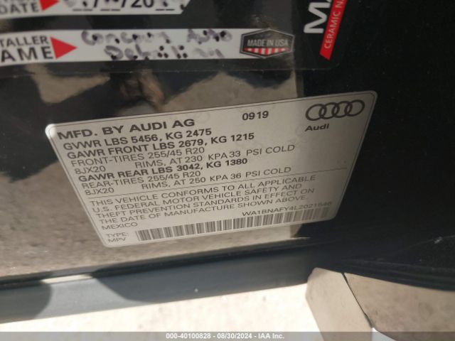 WA1BNAFY4L2021546 Audi Q5 Premium Plus 45 Tfsi Quattro S Tronic