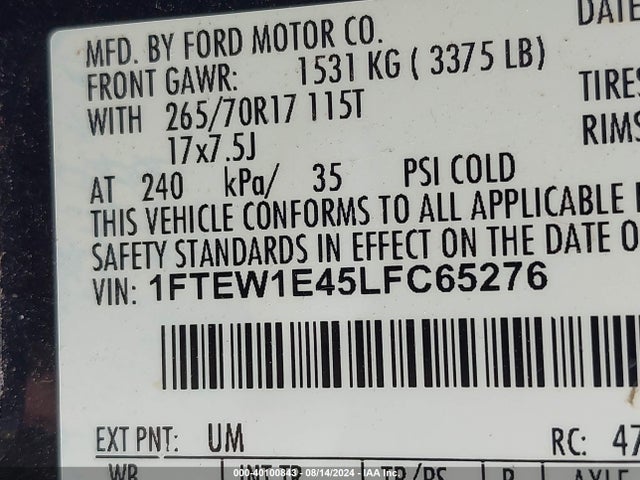 Ford F-150 Xlt 2020 1FTEW1E45LFC65276 Image 9