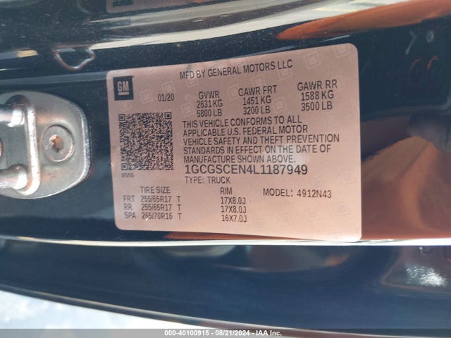 1GCGSCEN4L1187949 Chevrolet Colorado 2wd  Short Box Lt