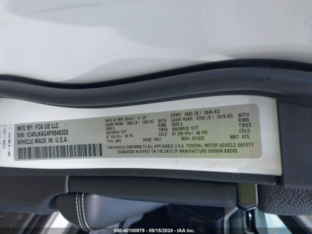 1C4RJKAG4P8846333 Jeep Grand Cherokee L Altitude 4x4