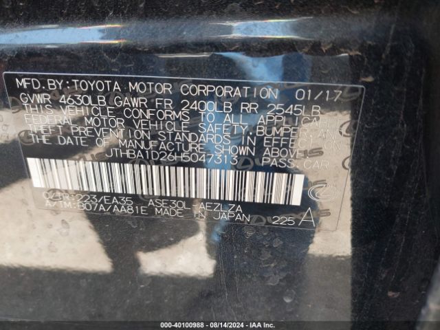 JTHBA1D26H5047313 Lexus IS 200T