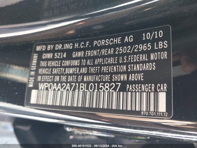 2011 PORSCHE PANAMERA WP0AA2A71BL015827 Photo 8