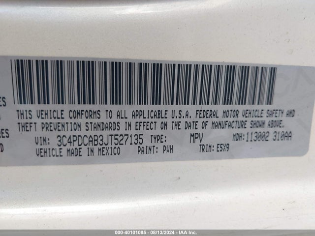 Dodge JOURNEY SE 2018 3C4PDCAB3JT527135 Image 9