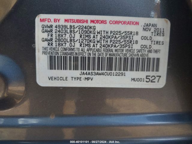 2012 MITSUBISHI OUTLANDER JA4AS3AW4CU012291 Photo 8