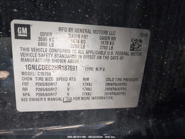 1GNLCDEC2HR187691 Chevrolet Tahoe Commercial Fleet