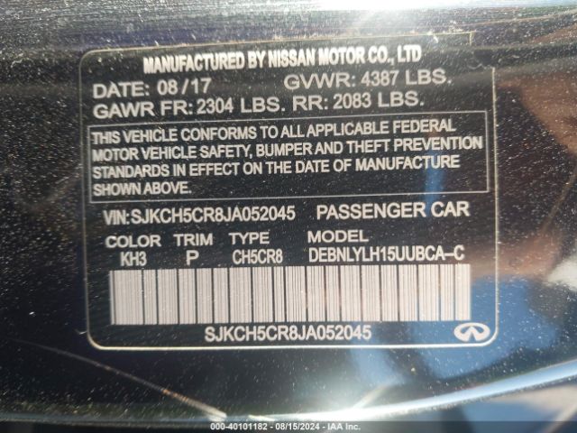 SJKCH5CR8JA052045 Infiniti Qx30 Premium
