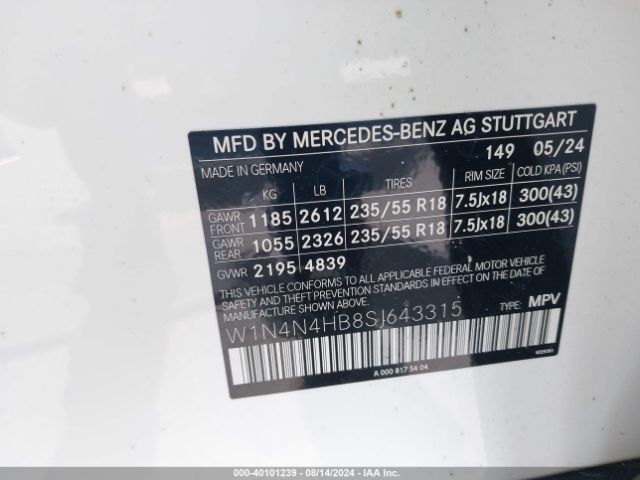W1N4N4HB8SJ643315 Mercedes-Benz Gla 250 4matic