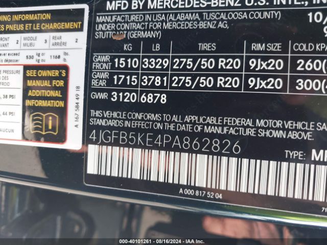 4JGFB5KE4PA862826 Mercedes-Benz Gle 450 4matic