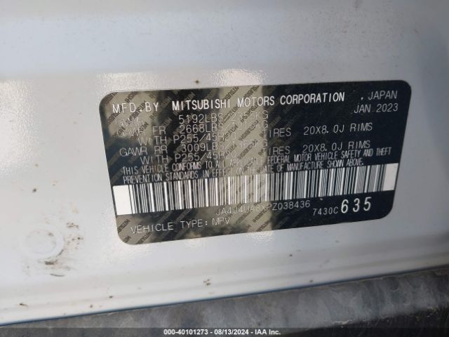 JA4J4UA8XPZ038436 Mitsubishi Outlander Se Black Edition S-awc