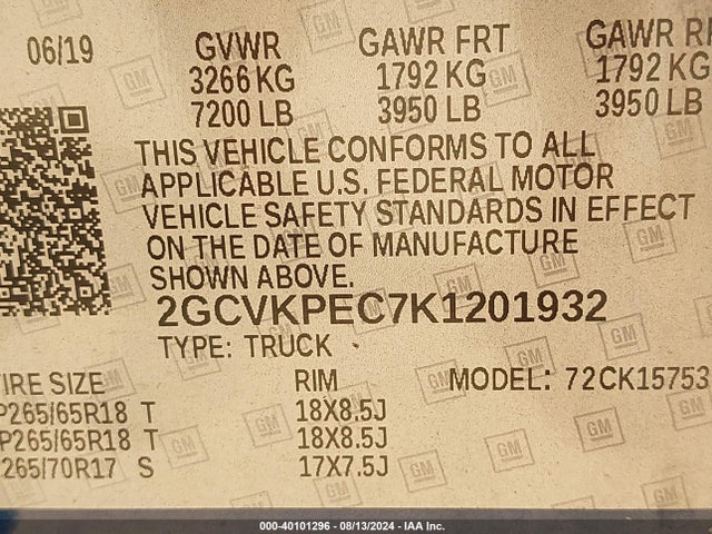Chevrolet Silverado 1500 Ld Lt 2019 2GCVKPEC7K1201932 Image 9