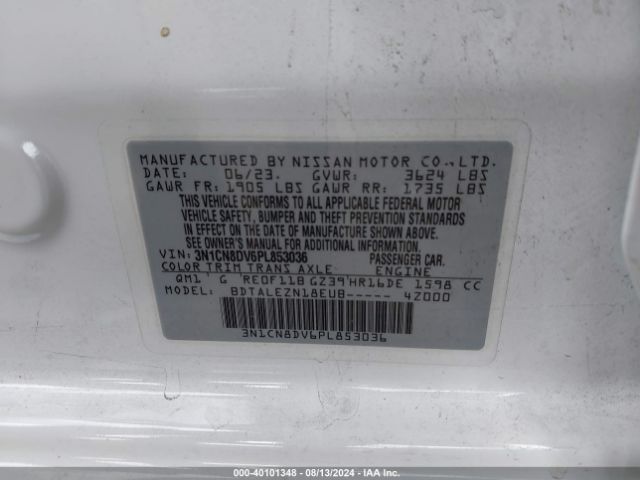 3N1CN8DV6PL853036 Nissan Versa 1.6 S Xtronic Cvt