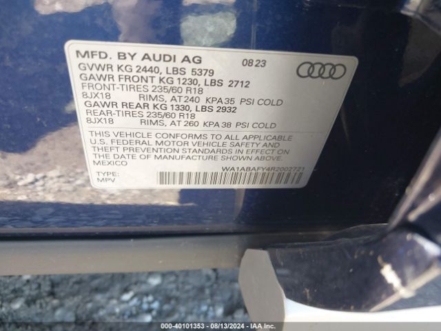 WA1ABAFY4R2002721 Audi Q5 Premium 40 Tfsi Quattro S Tronic