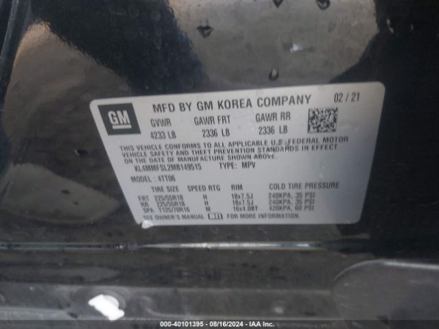 KL4MMFSL2MB149515 Buick Encore Gx Fwd Essence