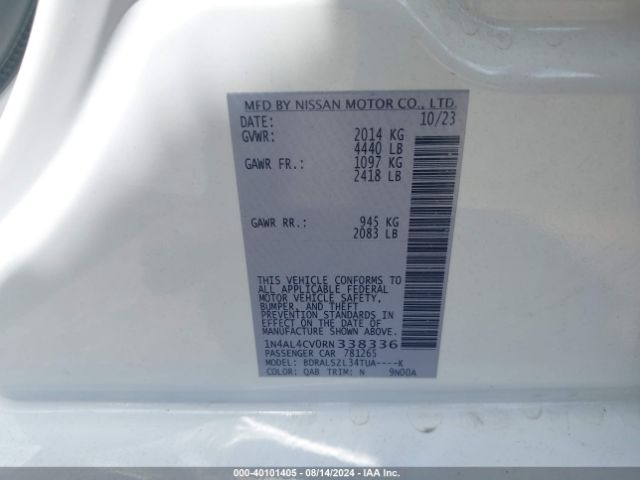 1N4AL4CV0RN338336 Nissan Altima Sr Vc-turbo Fwd