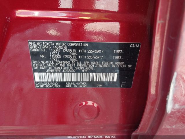 JTMRFREV1JD238609 Toyota Rav4 Xle