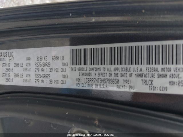 1C6RR7NT9HS799650 RAM 1500 Laramie  4x4 5'7 Box