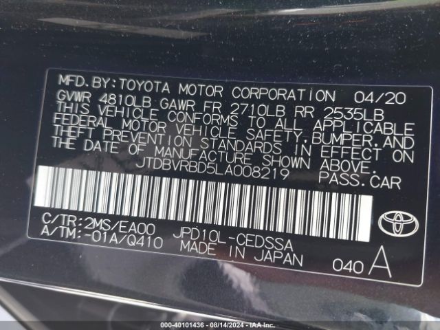 2020 TOYOTA MIRAI JTDBVRBD5LA008219 Photo 8