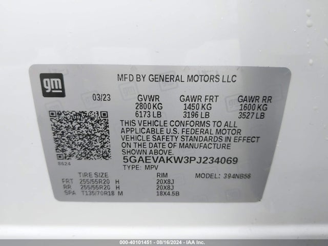 5GAEVAKW3PJ234069 Buick Enclave Essence Awd