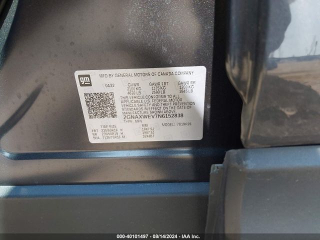 2GNAXWEV7N6152838 Chevrolet Equinox Awd Rs