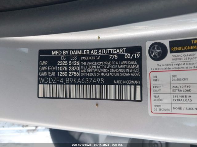 WDDZF4JB9KA637498 Mercedes-Benz E 300