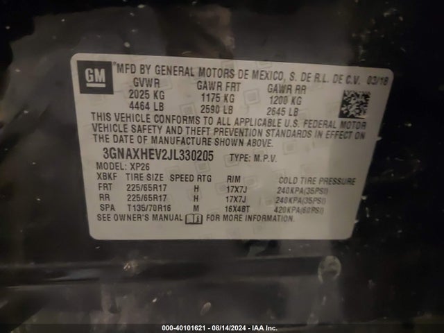 Chevrolet EQUINOX LS 2018 3GNAXHEV2JL330205 Image 9