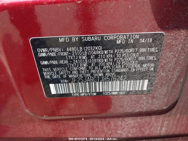 JF2SJARC1JH576242 Subaru Forester 2.5i Limited