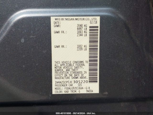1N4AZ1CP5JC305220 Nissan Leaf Sl