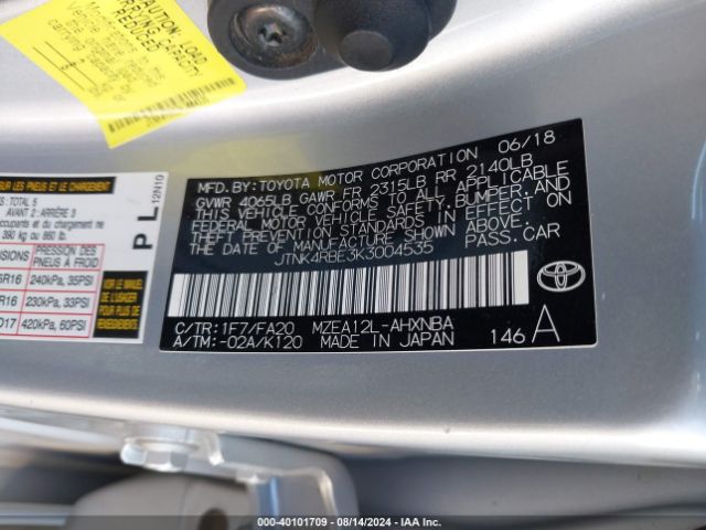 JTNK4RBE3K3004535 Toyota COROLLA SE