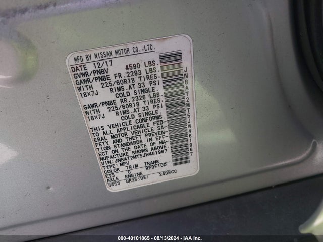 Nissan Rogue Sl 2018 JN8AT2MT5JW461967 Image 9