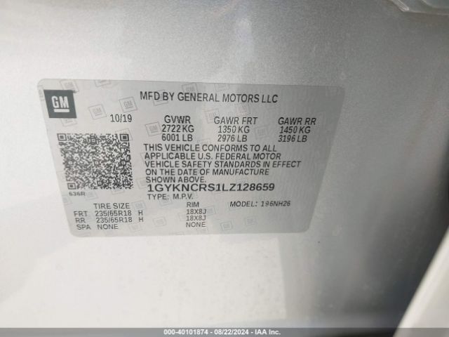 1GYKNCRS1LZ128659 Cadillac Xt5 Fwd Premium Luxury