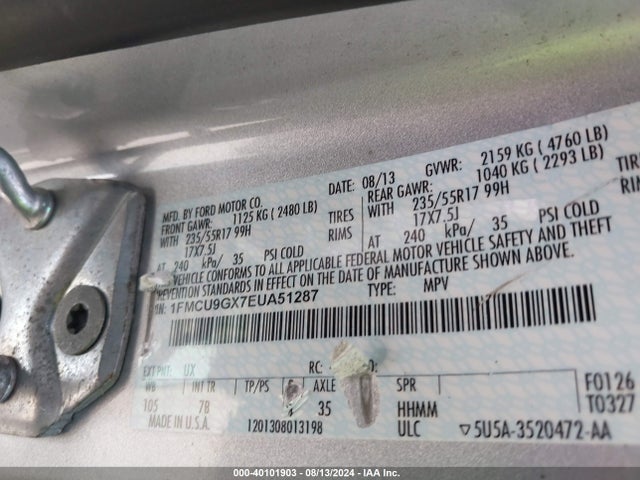 Ford ESCAPE SE 2014 1FMCU9GX7EUA51287 Image 9