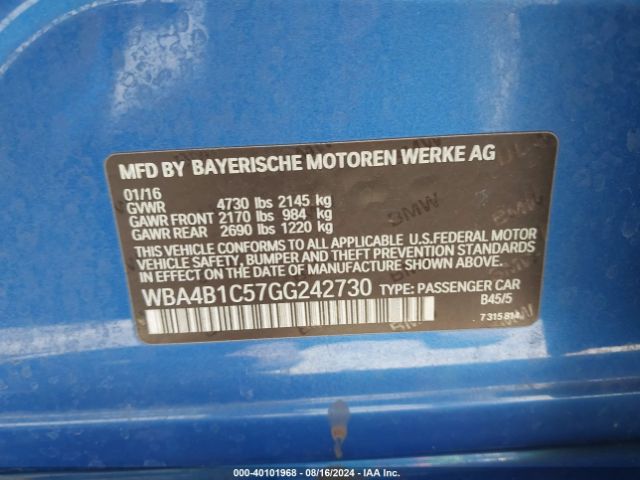 WBA4B1C57GG242730 BMW 435i Gran Coupe