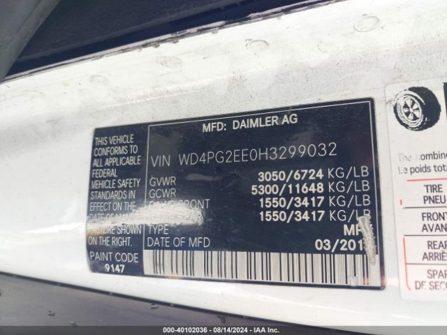 WD4PG2EE0H3299032 Mercedes-Benz Metris