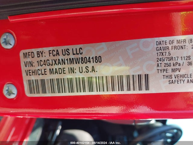 1C4GJXAN1MW804180 Jeep Wrangler Sport S 4x4