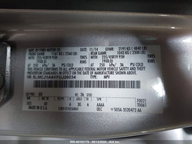 5LMCJ1A9XFUJ26034 Lincoln MKC
