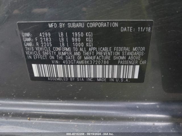 4S3GTAM68K3720786 Subaru Impreza 2.0i Sport