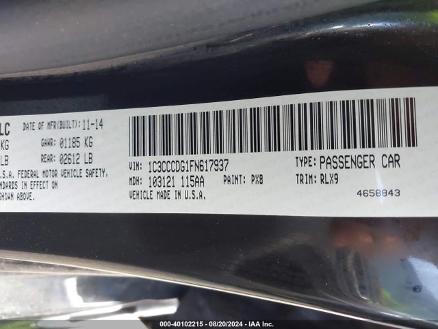 1C3CCCDG1FN617937 Chrysler 200 S