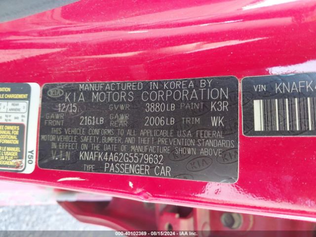 KNAFK4A62G5579632 KIA FORTE LX