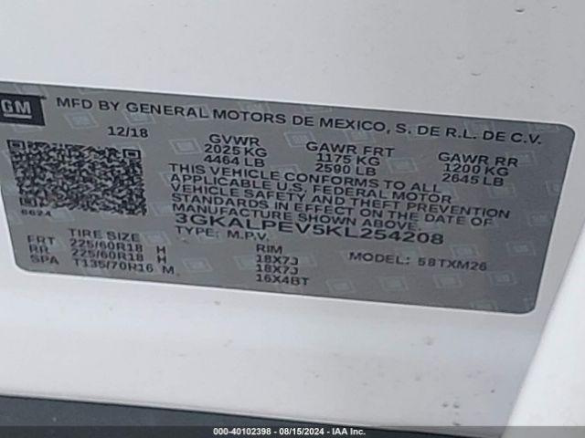 3GKALPEV5KL254208 GMC Terrain Slt