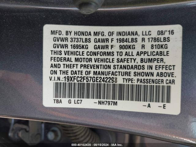 19XFC2F57GE242298 Honda Civic Lx