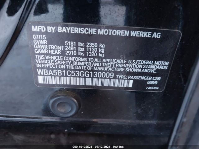 WBA5B1C53GG130009 BMW 535i