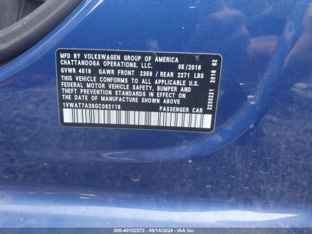 1VWAT7A38GC062118 Volkswagen Passat 1.8t R-line