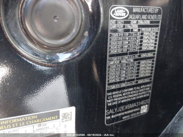 SALYJ2EX6MA314620 Land Rover Range Rover Velar P250 S