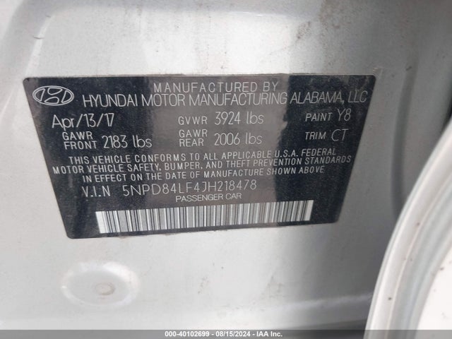 Hyundai Elantra Value Edition 2018 5NPD84LF4JH218478 Image 9